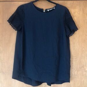 Michael Kors navy blue blouse with crochet sleeves